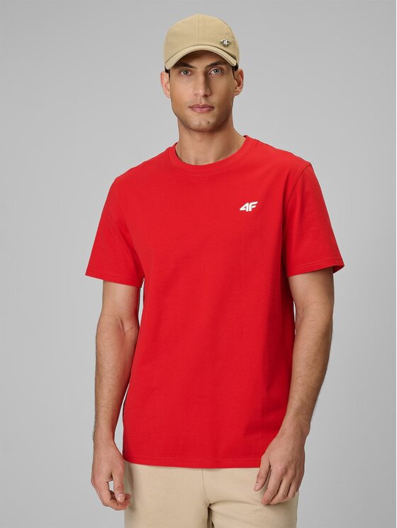 4F 4F T-Shirt BASIC+ Czerwony Regular Fit