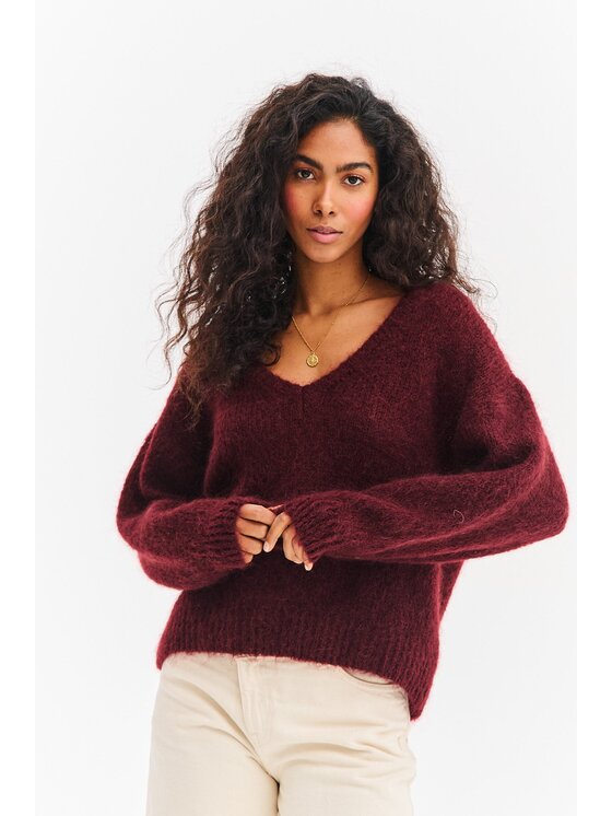 NAOKO NAOKO Sweter Berrylicious Bordowy Regular Fit