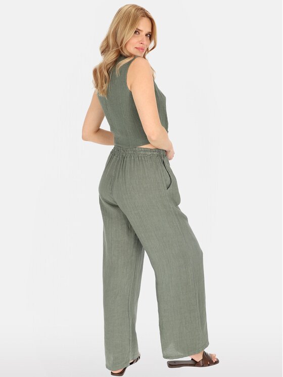 Perso Perso Spodnie damskie PTE254998F Khaki Regular Fit