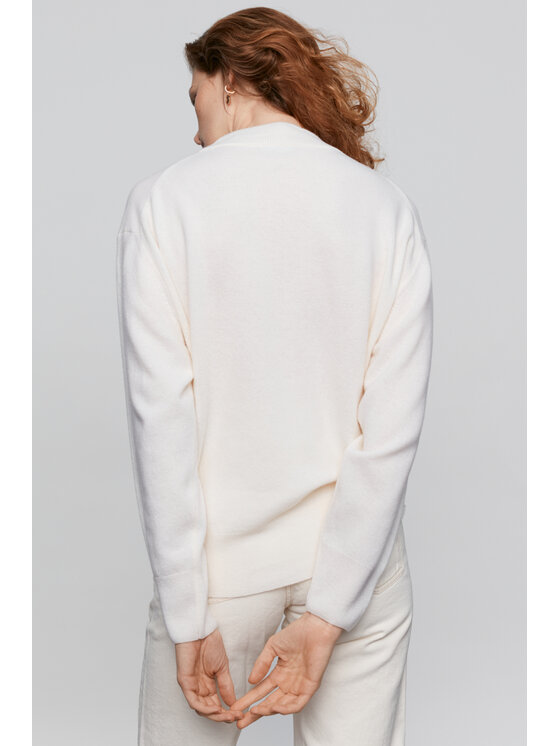 B SIDES B SIDES Sweter MERINO Biały Regular Fit