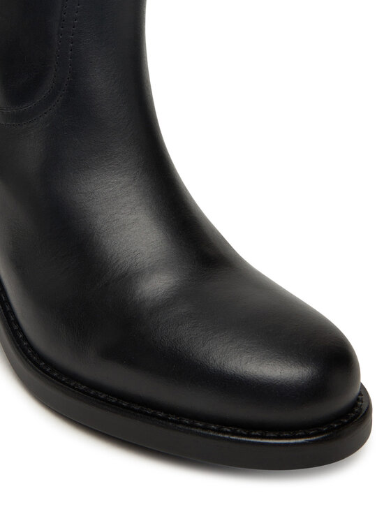 Tommy Hilfiger Tommy Hilfiger Polokozačky Riding Lthr Mid Boot Block Heel FW0FW08776 Černá