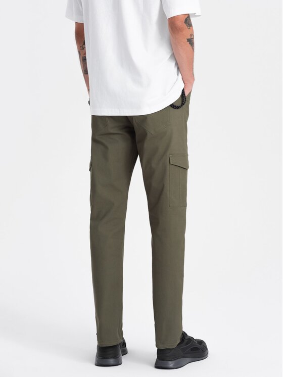 Ombre Ombre Kalhoty z materiálu OM-PACG-0189 Zelená Regular Fit