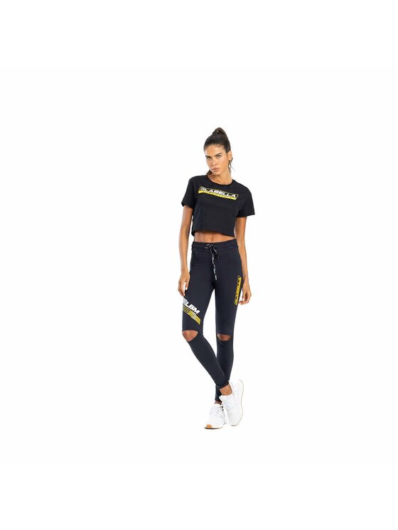 LaBellaMafia LaBellaMafia Top LABELLAMAFIA CROPPED ESSENTIALS BLACK Czarny Regular Fit
