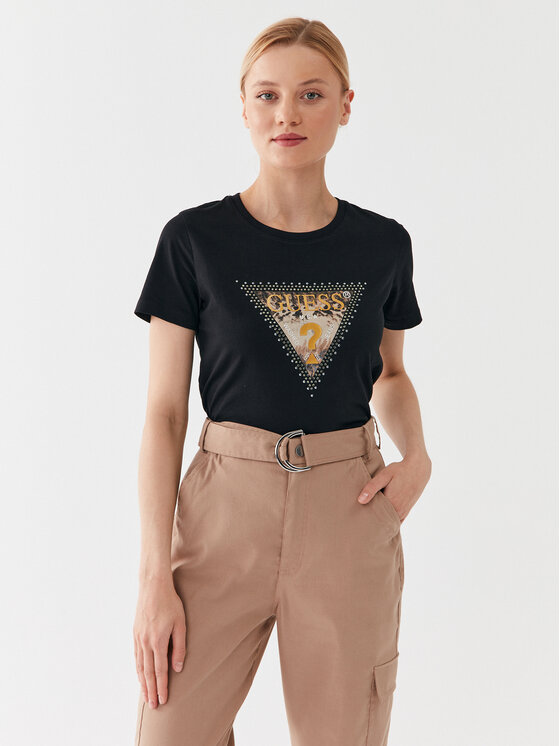 Guess Guess Tričko W3YI41 I3Z14 Čierna Regular Fit