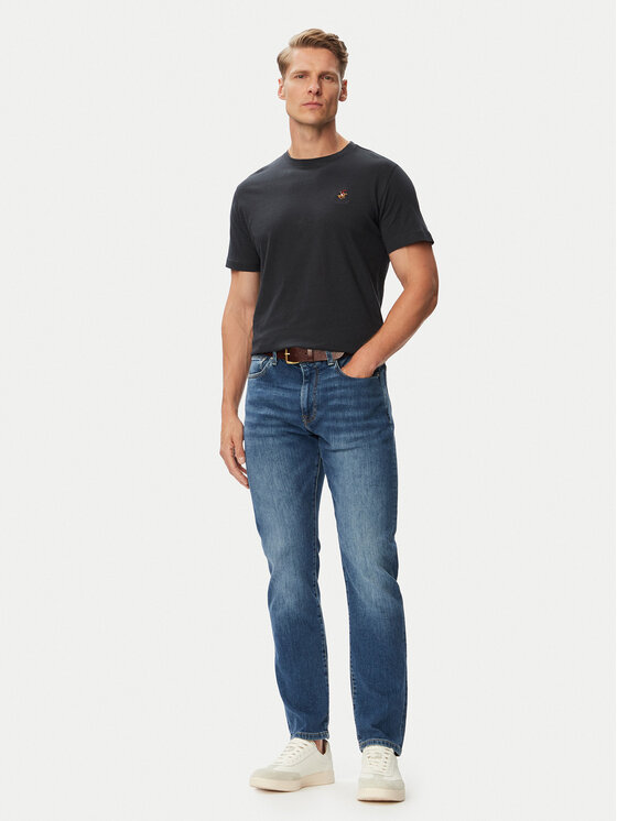 Beverly Hills Polo Club Beverly Hills Polo Club T-Shirt P-SS26M-TS450030BLU Granatowy Regular Fit