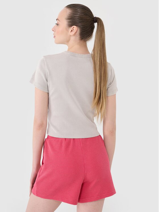 4F 4F Šortky z materiálu 4FRSS25TSHOF699-54S Růžová Oversize