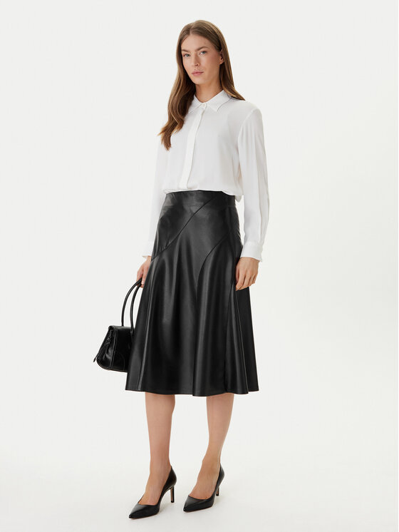 BOSS BOSS Sukně z imitace kůže Vicena1 50556926 Černá Regular Fit