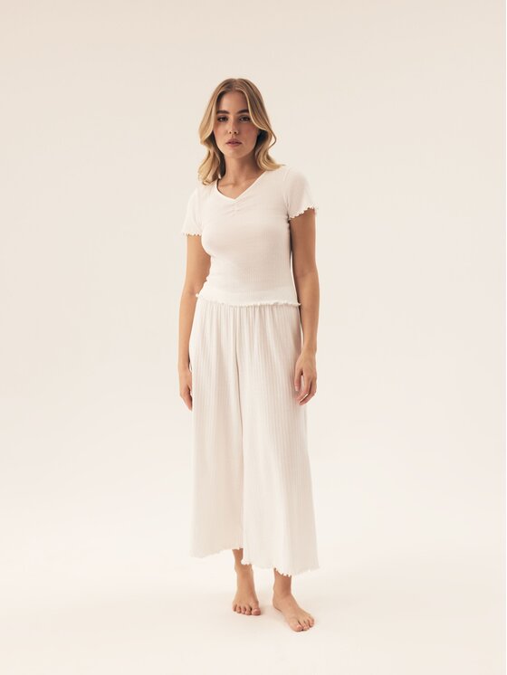 Esotiq Esotiq Piżama 43208 Kremowy Regular Fit