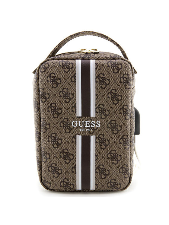 Guess Guess Etui na telefon 4G Printed Stripes Brązowy