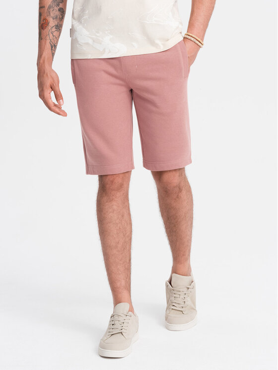 Ombre Ombre Šortky z materiálu OM-SRBS-0149 Růžová Regular Fit