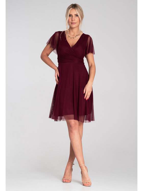 FIGL FIGL Sukienka koktajlowa M1206 Bordowy Flared Fit
