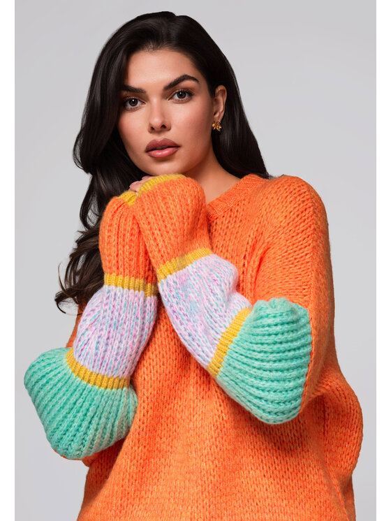 Ombre Ombre Sweter LW-SWSW-0107 Pomarańczowy Oversize