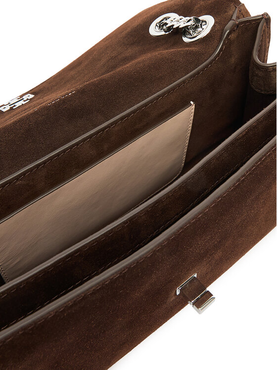 Tory Burch Tory Burch Τσάντα Kira Turnlock Suede Shouldr Bag 169176 Καφέ