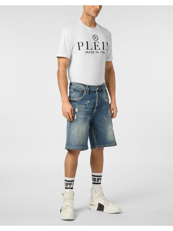 PHILIPP PLEIN PHILIPP PLEIN Szorty jeansowe 24335 Niebieski Loose Fit