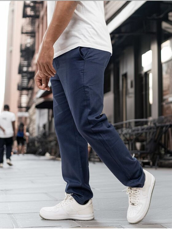 Jigga Wear Jigga Wear Spodnie materiałowe Chino Granatowe crown modne XL Niebieski Regular Fit