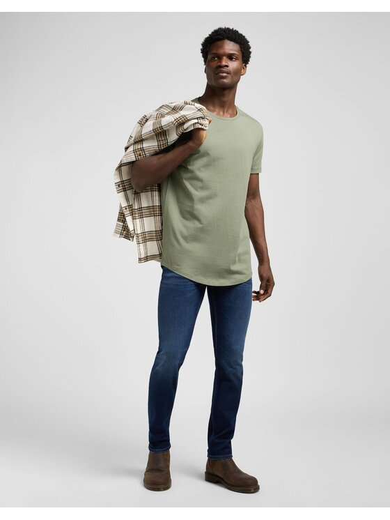 Lee Lee T-Shirt SHAPED TEE Zielony Regular Fit