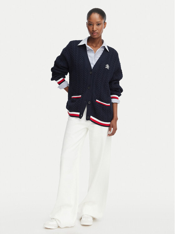 Tommy Jeans Tommy Jeans Kardigan DW0DW22934 Tmavomodrá Regular Fit
