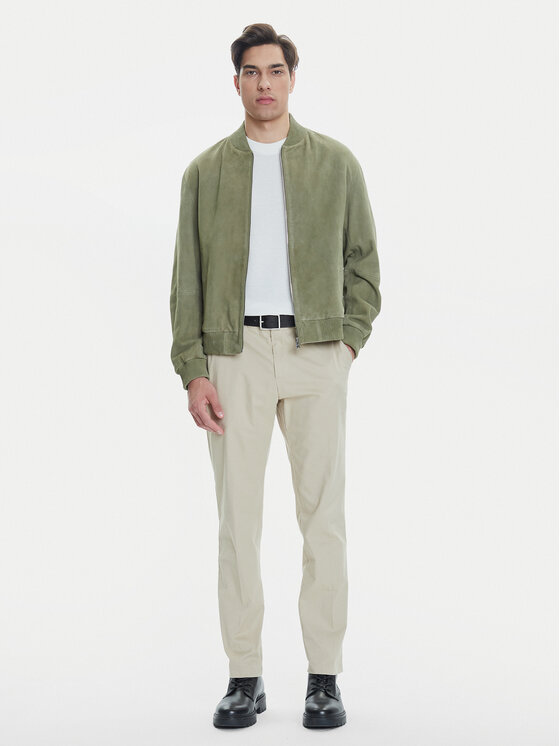 BOSS BOSS Geacă de piele H-Muller 50543213 Verde Regular Fit