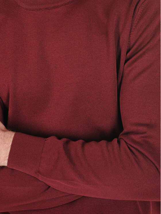 Evenemen Evenemen Sweter Round Neck Claret Bordowy Slim Fit