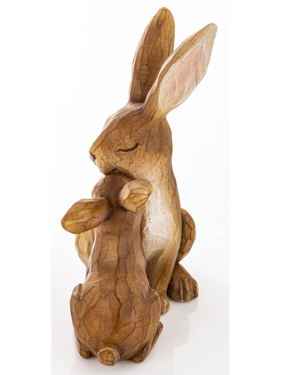 MIAhome MIAhome Figurka 2 przytulone ZAJĄCZKI Brązowy
