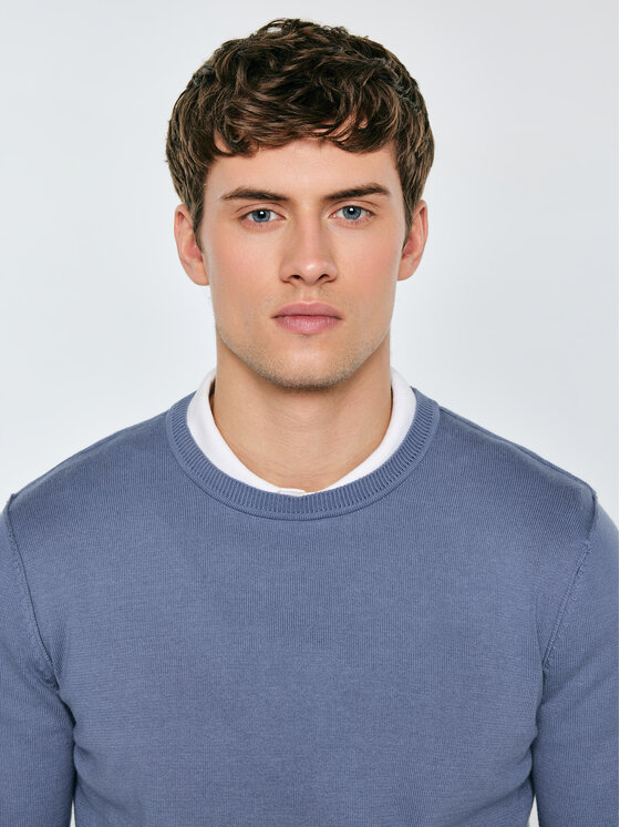 BIG STAR BIG STAR Sweter SIMONER Niebieski Basic Fit