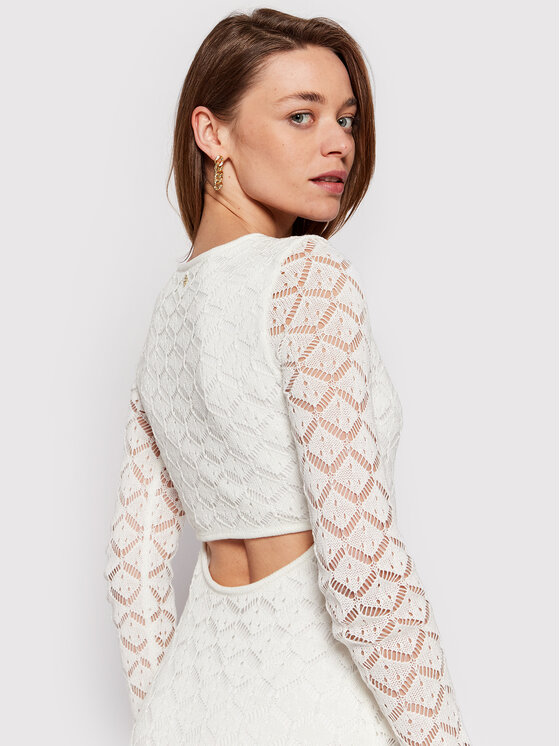 Vestito di maglia W2YK06 Z30D0 Bianco Slim Fit