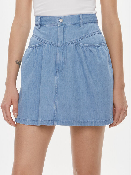Tommy Jeans Fustă de blugi Chambray DW0DW17440 Albastru Regular Fit