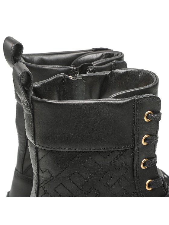 Tommy Hilfiger Tommy Hilfiger Trapper stila apavi Lace Up Zip Boot Monogram FW0FW06849 Melns