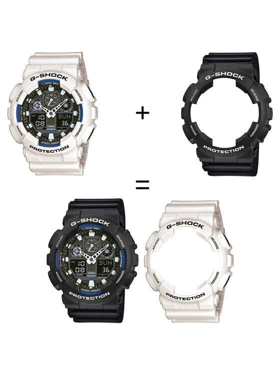 Casio Casio Zegarek SET GA-100B-7AER + BEZEL 10508136 + PASEK 10347688 Biały