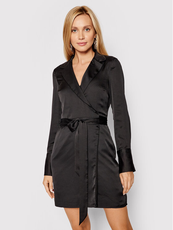 Guess Guess Φόρεμα κοκτέιλ Eden Wrap W1GK02 RD8G2 Μαύρο Regular Fit