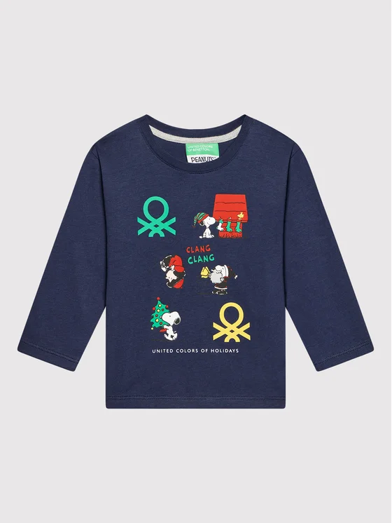 United Colors Of Benetton Bluse PEANUTS 3ATNC15GN Dunkelblau Regular Fit