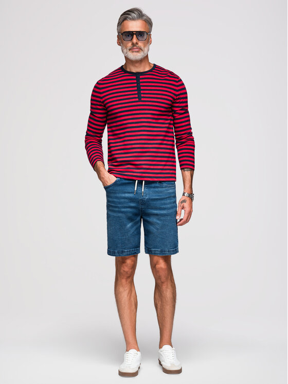 Ombre Ombre Szorty jeansowe OM-SRDS-0192 Granatowy Slim Fit