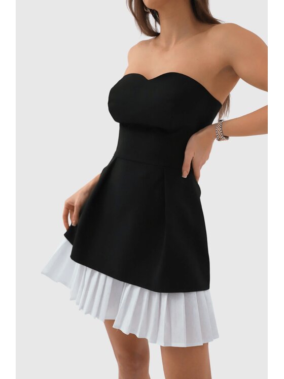 Sukienka koktajlowa Chiara Wear, Rozmiar XS/S, Czarna, Sukienka mini z plisami EMILY
