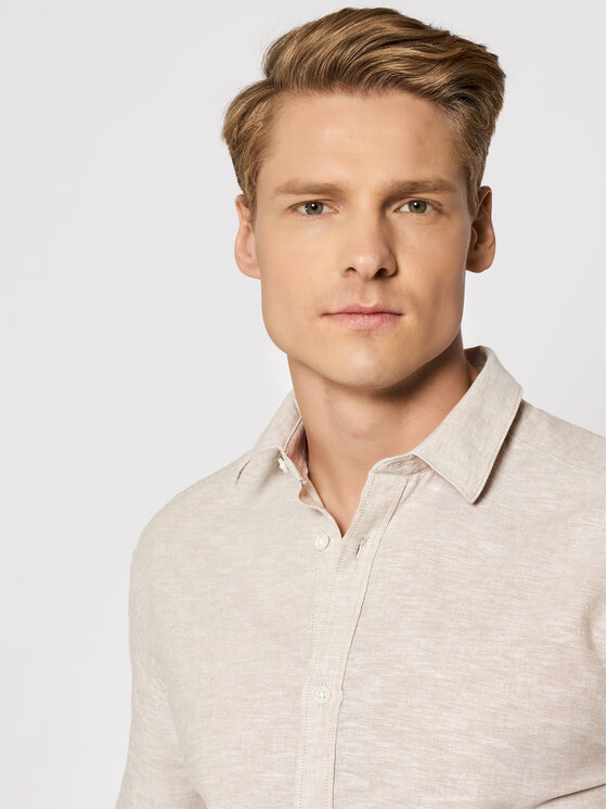 Only & Sons Only & Sons Koszula Caiden 22009885 Beżowy Slim Fit