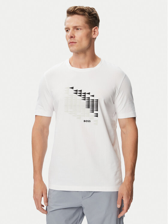 BOSS Tricou Network Flag 50566853 Alb Regular Fit