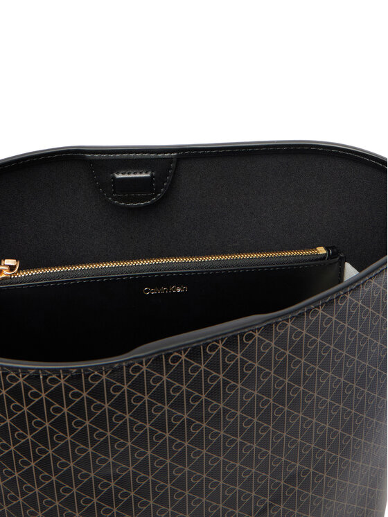 Calvin Klein Calvin Klein Torbica Emblem Aop Medium Bucket LV04F3365G Crna
