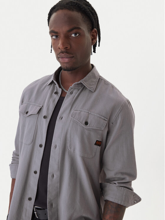 G-Star Raw G-Star Raw Koszula Marine D24963-D454 Szary ciemny Slim Fit