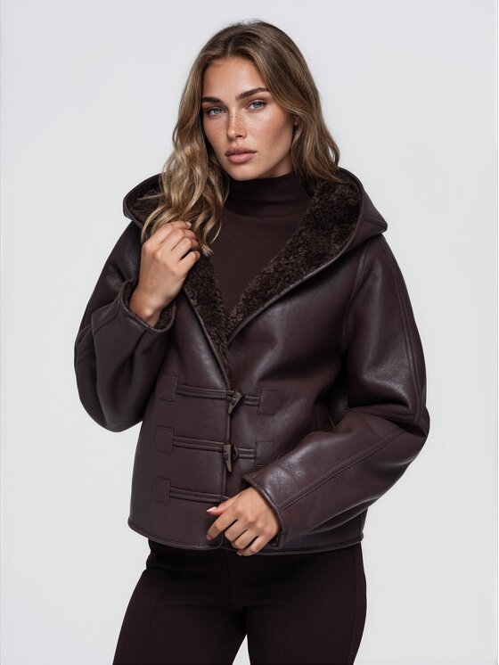 Ombre Ombre Płaszcz zimowy OW-CT-E0034 Brązowy Relaxed Fit
