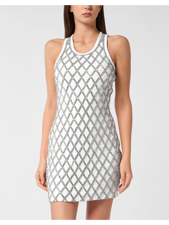 PHILIPP PLEIN PHILIPP PLEIN Sukienka codzienna 27347 Biały Regular Fit