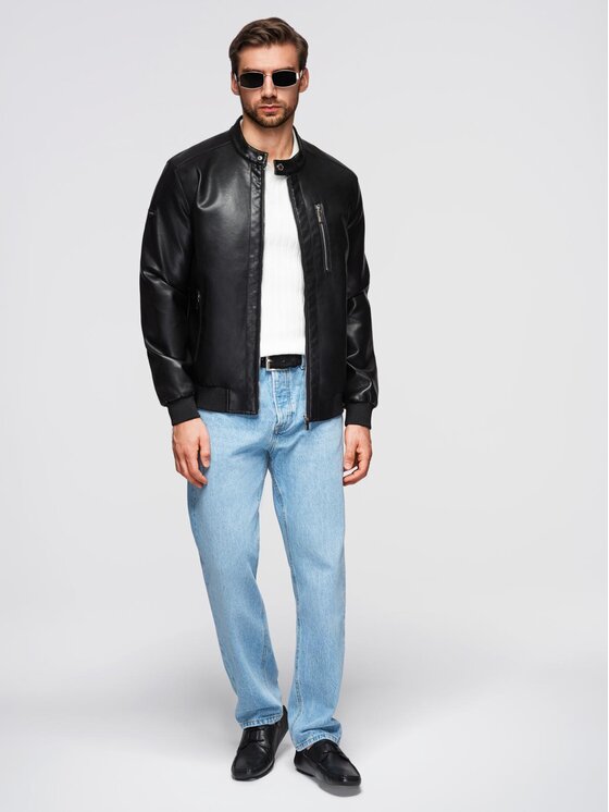 Ombre Ombre Kurtka przejściowa OM-JAFL-0109 Czarny Regular Fit
