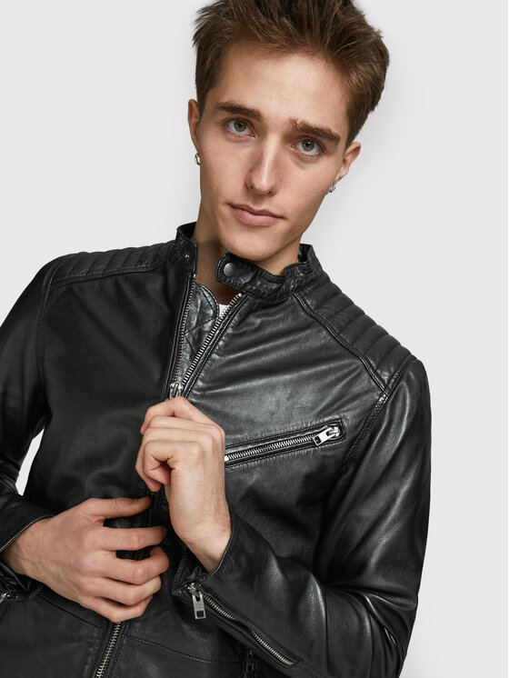 Jack&Jones Jack&Jones Шкіряна куртка Joel 12191012 Чорний Regular Fit