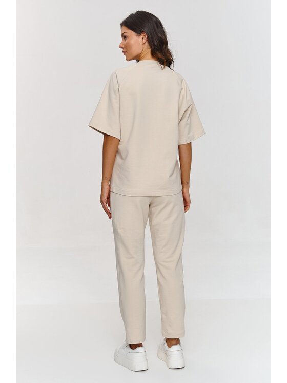 Makadamia Makadamia Dres m865 Beżowy Relaxed Fit