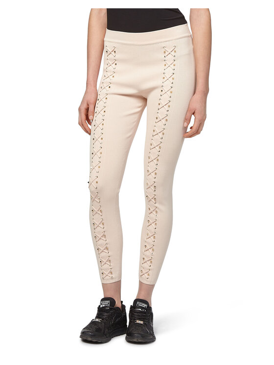 PHILIPP PLEIN PHILIPP PLEIN Legginsy 22069 Écru Skin Tight Fit
