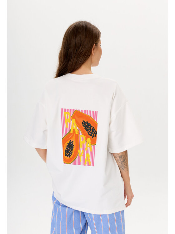 Mirons Mirons T-Shirt Print Biały Oversize