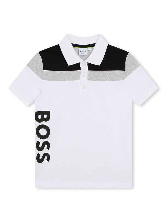 Boss Тениска с яка и копчета J25O32 S Бял Regular Fit