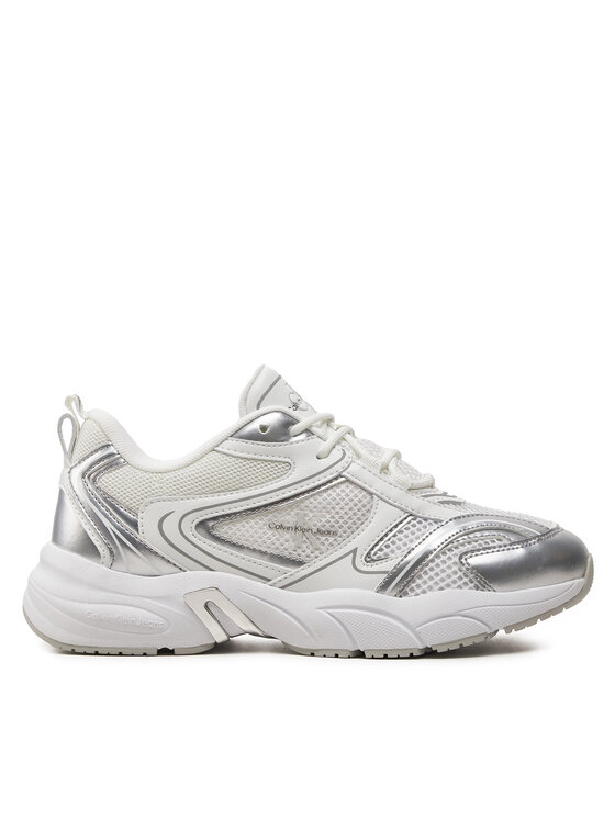 Calvin Klein Jeans Sneakersy Retro Tennis Low Lace Mh Ml Mtl YW0YW01463 Biela