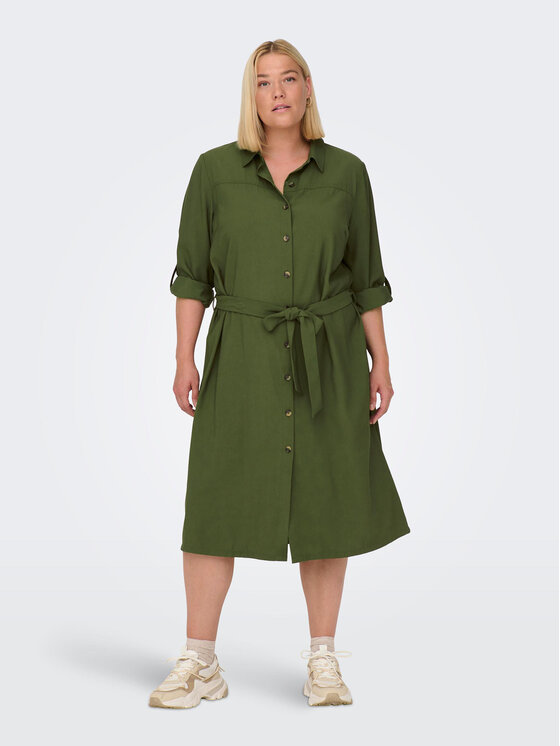 ONLY Carmakoma ONLY Carmakoma Рокля тип риза 15285282 Зелен Regular Fit