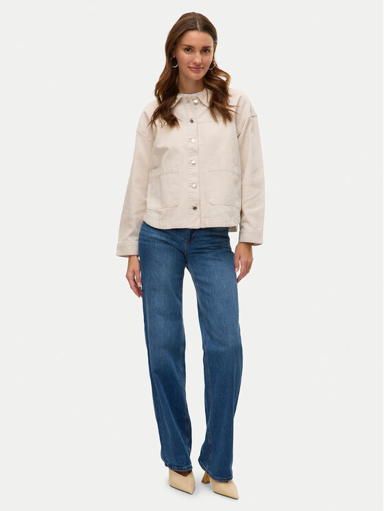 Vero Moda Vero Moda džínsová košeľa Jamie 10331693 Béžová Relaxed Fit