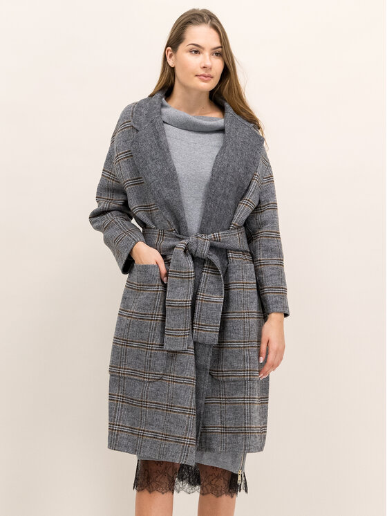 TWINSET TWINSET Płaszcz wełniany 192TP2300 Szary Regular Fit