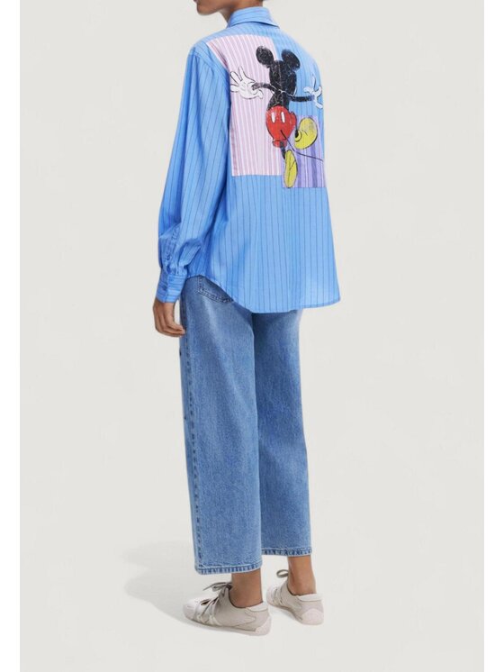 Desigual Desigual Μπλουζάκι CAM_MICKYSTRIPES Μπλε Casual Fit